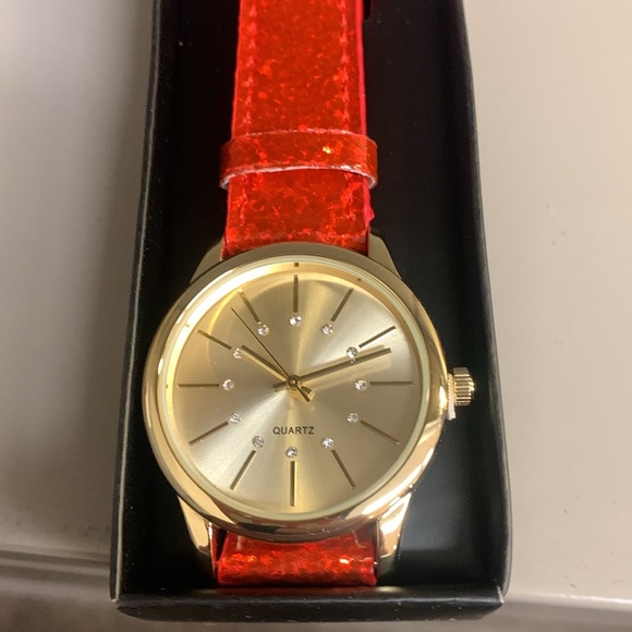 Avon Glitter Sparkle Strap Watch Red Brand New in Box - Picture 2 of 15